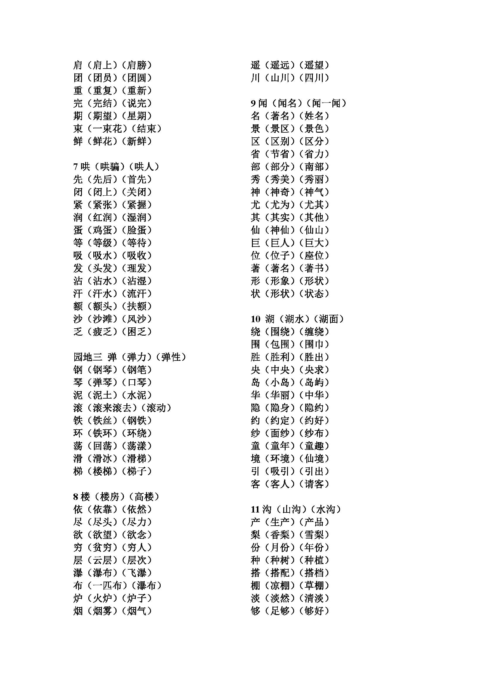 二年级上册滚组词汇总结