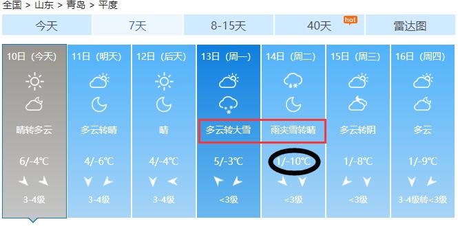 平度未来一周天气预警通知